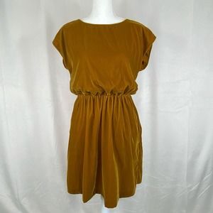 GAP // Gold Velvet Skater Dress, Size XS Tall